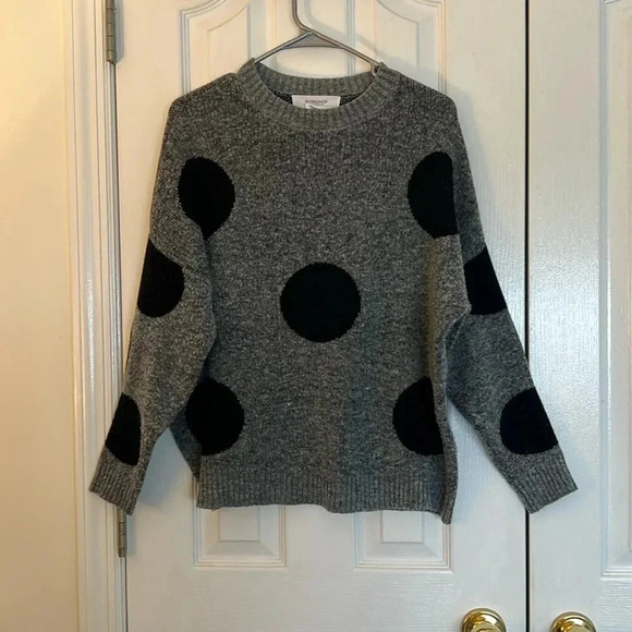 Workshop Republic Clothing Polka Dot Women's Medium Gray/Black Sweater - Picture 1 of 5